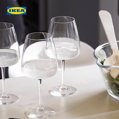 【熱賣精選】IKEA宜家DYRGRIP迪爾格利普酒杯紅酒杯透明玻璃現代餐具高腳杯