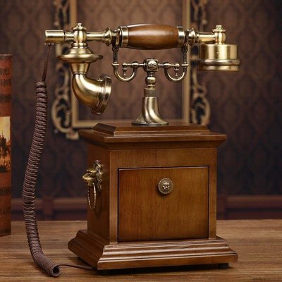 『格倫雅』實木歐式仿古電話機座機美式創意電話古董民國復古電話機 家居通訊 有635/LJL促銷 正品 現貨