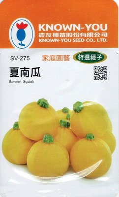 夏南瓜 Summer Squash (sv-275) 黃球狀 【蔬果種子】農友種苗特選種子 每包約10粒