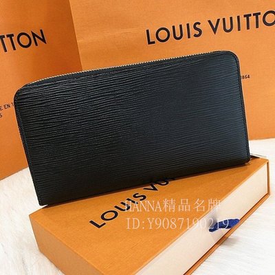 HANNA精品Louis Vuitton LV M60965 黑色 EPI 直式 拉鍊 長夾 M60964