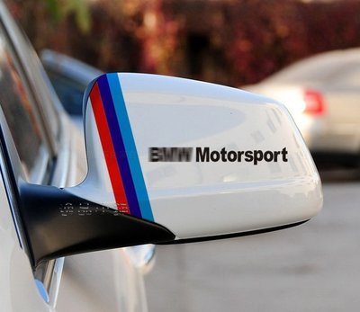 YP逸品小舖 三色 BMW Motorsport 後視鏡貼紙 一對裝 反光 防水 E60 335 320 Z4