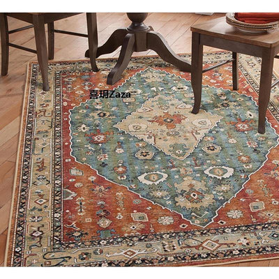 新品美式復古紅色地毯歐式民族客廳茶幾毯北歐摩洛哥風臥室床邊毯定制