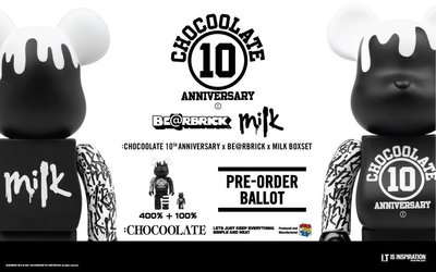 金錢貓雜貨 全新 Bearbrick 400% & 100% Chocoolate X Milk 10週年紀念