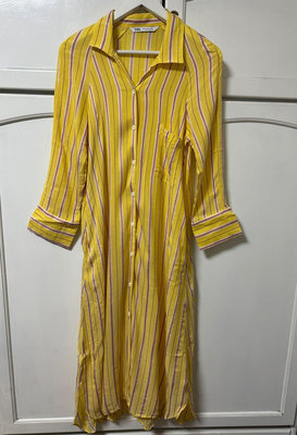 【Leonard Life】ZARA洋裝 長洋裝 黃色條紋洋裝 黃色 條紋 直條紋
