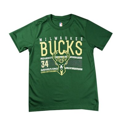 美版正品NBA 職籃短Ｔ 密爾瓦基公鹿 Bucks 最新2019新款 兒童勇士透氣T恤  NBA兒童短袖排汗T恤