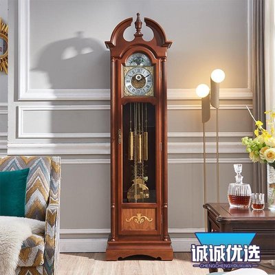 現貨熱銷-德國赫姆勒歐式落地鐘客廳別墅家用中式復古機械座鐘美式立式擺鐘