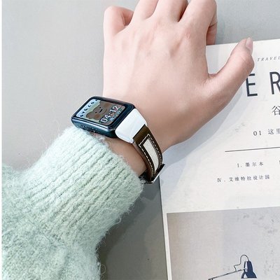 適用榮耀手環6錶帶 華為手環6/6Pro腕帶NFC版通用新款真皮智能運動替換帶小眾個性潮男女生手鍊創意正品配件