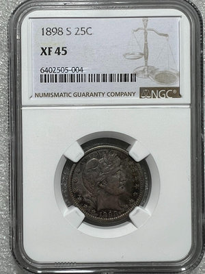 NGC-XF45美國1898年巴芭1/4元銀幣錢幣 收藏幣 紀念幣-7068【海淘古董齋】-5998