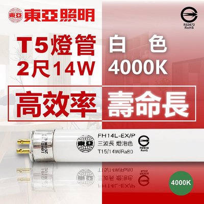 [喜萬年]現貨 (40支/箱)東亞 FH14W-EX 14W 白光 自然光 T5日光燈管 飛利浦代工
