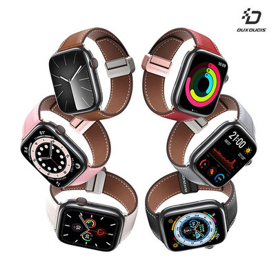強尼拍賣~DUX DUCIS Apple Watch S1-S9 Ultra YA 真皮錶帶 手錶帶 表帶 磁扣 小牛皮 防水 防汗 透氣 商務