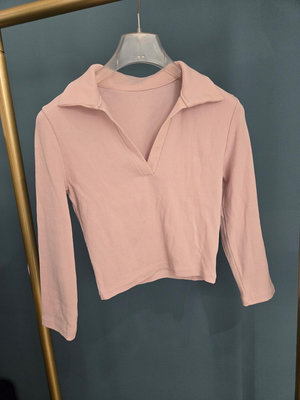 韓國品牌Greta 粉紫氣質上衣翻領七分袖