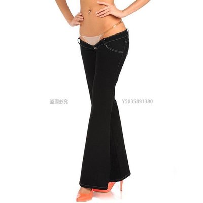 【熱賣精選】迷人的女式褲子夏季時尚黑色牛仔褲 GK21 女士低腰喇叭褲牛仔褲