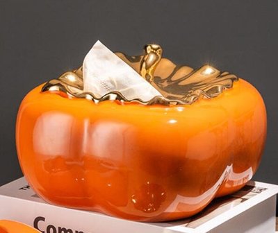 歐式 好品質 陶瓷 柿子水果造型 事事如意 招才開運衛生紙紙巾盒客廳辦公室擺設品裝潢裝飾品禮品