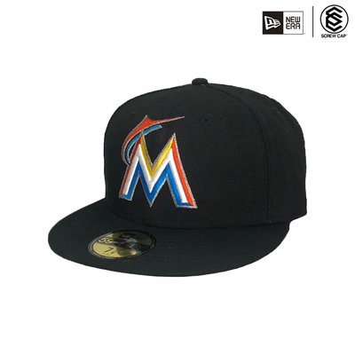 NEW ERA 59FIFTY 5950 MLB 邁阿密 馬林魚隊 大標 黑色 棒球帽 鴨舌帽⫷ScrewCap⫸