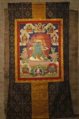 ㊣姥姥的私藏㊣西藏 老件收藏  宗教供奉 手工畫金剛手唐卡布畫