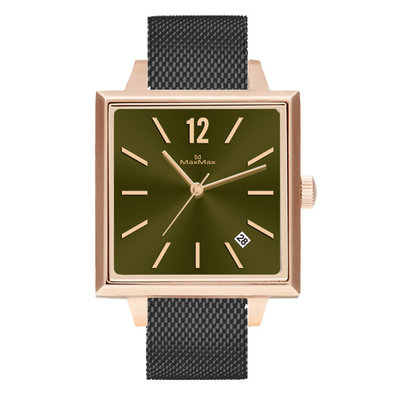 ∥ 國王時計 ∥ MAX MAX MAS7034-3 玫瑰金方形綠面時尚腕錶