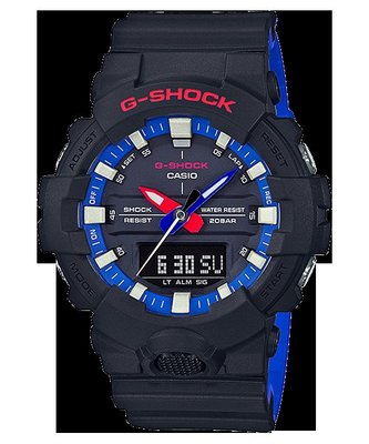 【金台鐘錶】CASIO卡西歐G-SHOCK 紅、白、藍三色為主題 防水200米 LED照明 GA-800LT-1A
