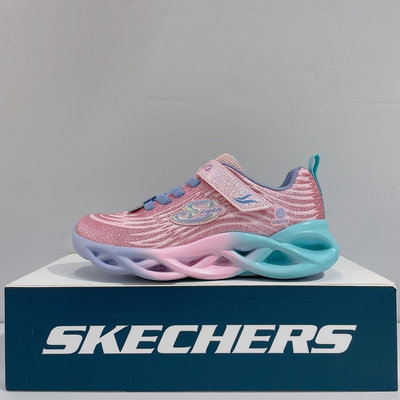 SKECHERS TWISTY BRIGHTS 中童 粉色 魔鬼氈 發光鞋 電燈鞋 302325LPKMT