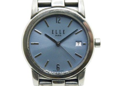 [專業模型] 時尚錶 [ELLE EL049060] ELLE 圓形簡約石英錶[淺藍色面+日期]/商務/軍錶