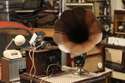 1920s 英國 Amplion 收音機+木喇叭十耳機，藍芽無線撥放，原音 重現 sold