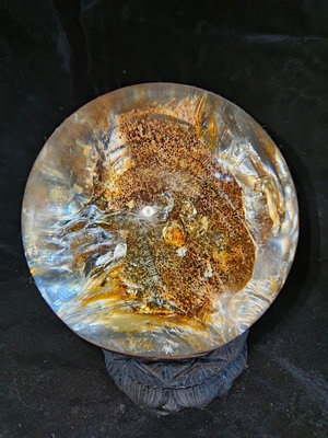 D0002 天然水晶 幽靈球水晶球 髮絲鈦金炫彩 直徑12cm (2.4kg) 透明水晶 異象水晶球
