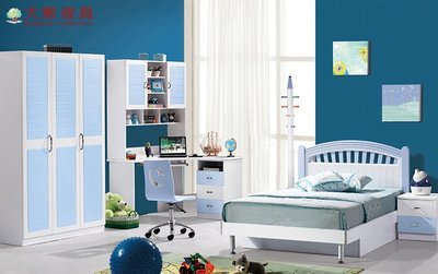 【大熊傢俱】HeH 602 藍色款 兒童床 單人床 四尺床 床台 儲物床 王子床 兒童床組 另售粉色款 五尺床 衣櫃