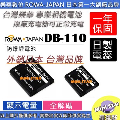星視野 2顆 ROWA 樂華 RICOH DB110 LI92B 電池 GR3 GRIII WG6 G900
