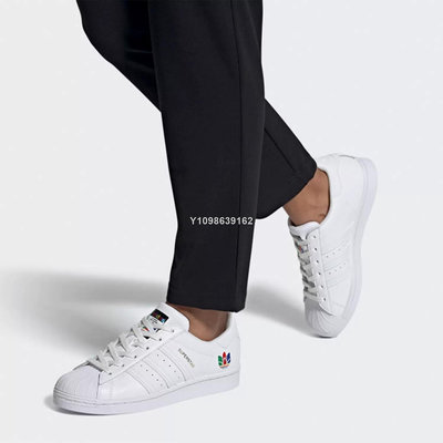 adidas Superstar 刺繡 三葉草 白色 貝殼頭 休閒滑板鞋FW3694女鞋公司級