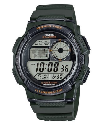 CASIO手錶 經緯度 百米防水 仿飛機儀表面板 LCD模擬指針 台灣代理公司貨保固【↘740】AE-1000W-3A