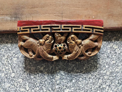 太獅少獅木雕獅子擺件一個，工藝品相一流，別錯過哦特 古董 舊貨 舊藏 【聚寶軒】-1831