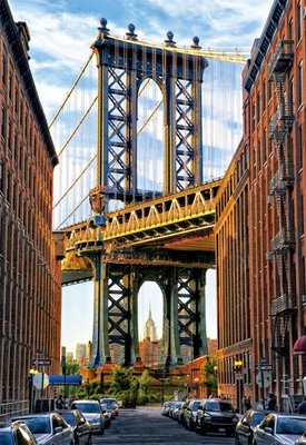 〔無孔Blue〕西班牙EDUCA-紐約曼哈頓橋-1000片拼圖