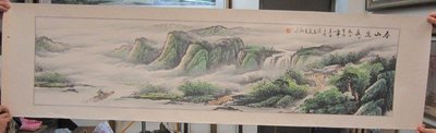 『府城畫廊-手繪國畫』山水畫－46x160－(可加框)－歡迎查看關於我來聯繫－AG38