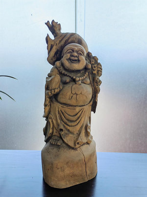 【二手】樟木彌勒佛，全樟木雕刻而成，年份大概三四十左右12732【銅都古董】古玩 收藏 古董
