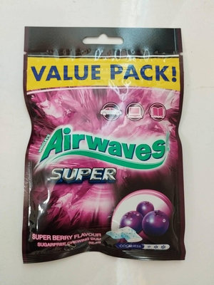 (現貨) Airwaves Super 極酷嗆涼無糖口香糖 紫冰野莓口味 92.4G(有效期113.10.01後)