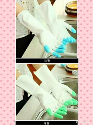 現貨PVC塑料手套家務洗碗天然乳膠橡膠加厚牛筋廚房耐用防水加長