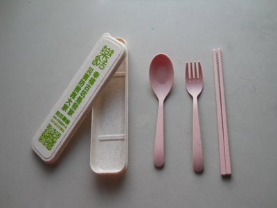 天然小麥纖維環保餐具組3件組 筷子湯匙叉子盒子北歐風 全天然小麥纖維 粉紅色不是不鏽鋼