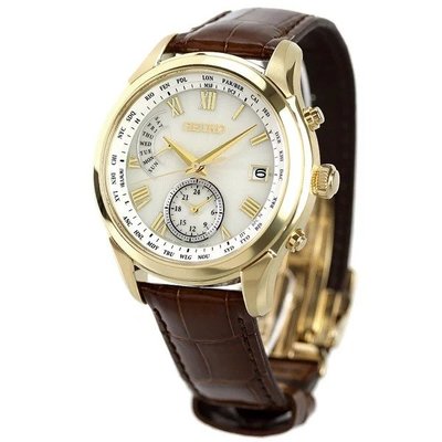 預購 SEIKO SAGA312 精工錶 手錶 42mm 白面盤 金色錶圈 咖啡色皮錶帶 男錶女錶