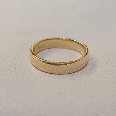 18K金寬版素金戒指4mm 可訂製其他寬度 玫瑰金 白K金 鉑金