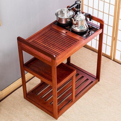 移動茶臺茶車茶具套裝烏金石茶盤自動電磁爐家用茶水柜實木小茶桌