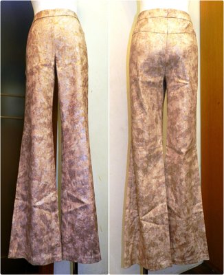 都會名牌~【Donna Hsu六藝】設計師 橘金色系渲染華麗 長褲~