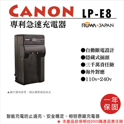 展旭數位@樂華 For Canon LP-E8 專利快速充電器 LPE8 相容原廠電池 座充 Canon EOS 700