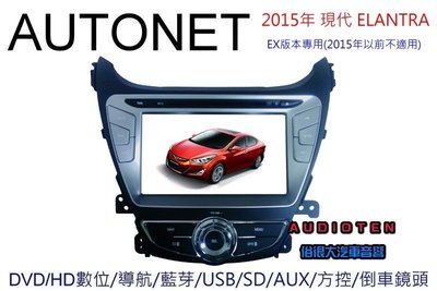 俗很大~AUTONET 新款 2015 現代ELANTRA (EX) 主機+內建HD數位接收器+導航王+藍芽+倒車影像