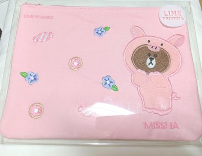 韓國 Missha x Line friends 熊大 豬 手拿包 收納包 piggy brown pouch 叢林系列