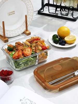 美國康寧玻璃飯盒上班族帶飯飯盒分隔型餐盒便當微波爐加熱專用碗-萬貨鋪（可開統編）