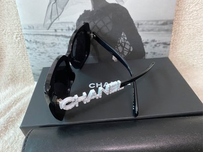 全新香奈兒Chanel熱賣款黑框白logo太陽眼鏡
