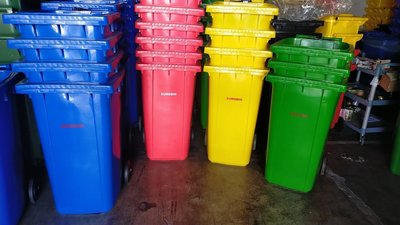 四色可選/RB240公升垃圾桶/工業風/資源回收垃圾桶/大型垃圾桶/垃圾子車/分類垃圾桶/社區垃圾分類/二輪可推式
