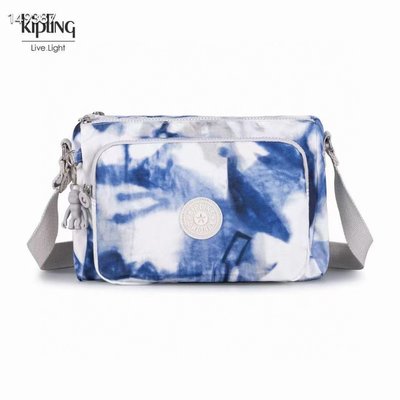 現貨熱銷-Kipling 猴子包 K12969 藍色暈染 輕量輕便多夾層 斜背肩背包 防水 限時優惠 滿千免運