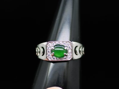 《瓜地馬拉翡翠專區》《戒指》正品A貨 天然翡翠 滿綠蛋面 戒子 戒指 #13