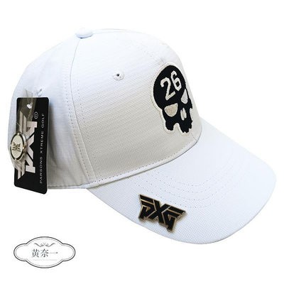 新款高爾夫有頂透氣帽PXG骷髏頭太陽戶外運動帽子男女遮陽 運動帽-黃奈一