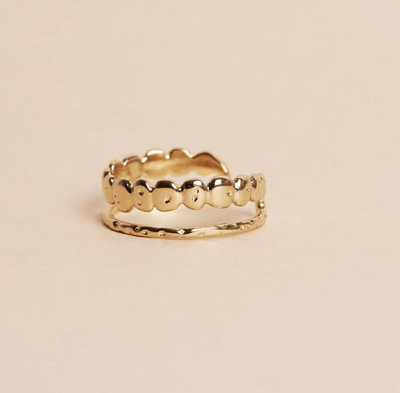 Rome 造型雙環戒指 agete風格 nojess 法國小眾品牌鍍金飾品